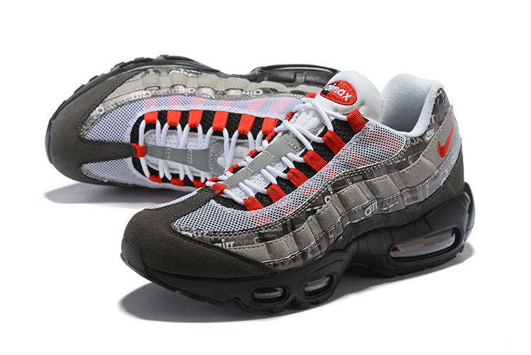 Men Off-white Nike Air Max 95 Grey Red White Shoes
